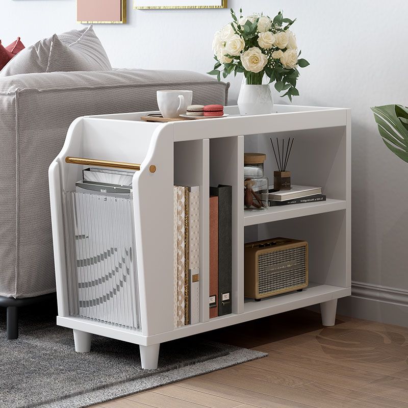 Tavolo da parte superiore del vassoio da 20,5 "Tavolo laterale superiore a 4 gambe in legno Tavolino