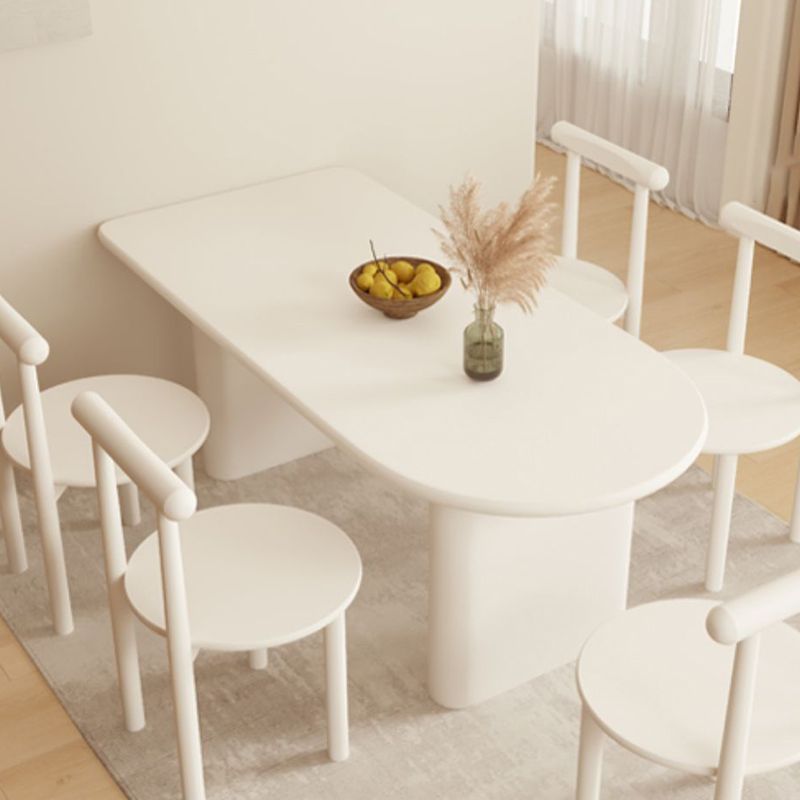 Double Pedestal Dining Table Solid Wood Dining Table in White for Dining Room Clearhalo 'Dining Tables & Seating' 'Dining Tables' 'dining_table' 'furn' 'furn_dining_table' 'Furniture' 'Kitchen & Dining Furniture' 1200x1200_6e3d889b-d5fa-4977-95b2-95ba56dd73bb