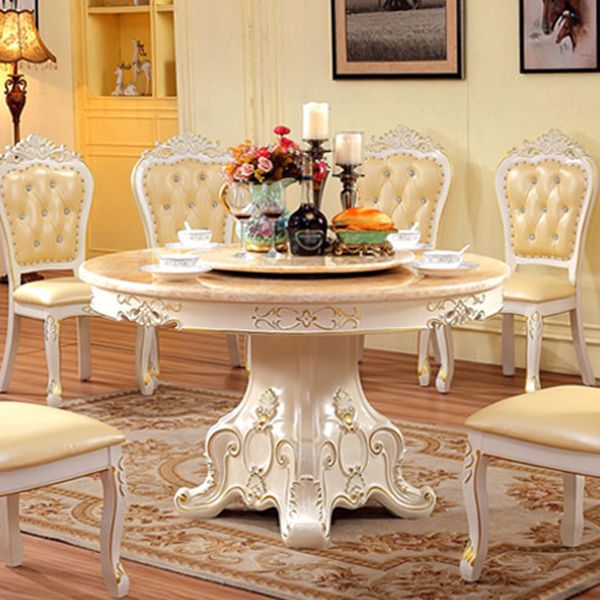 Solid Wood Victorian Round Dining Table Faux Marble Top Table with Pedestal Clearhalo 'Dining Tables & Seating' 'Dining Tables' 'dining_table' 'furn' 'furn_dining_table' 'Furniture' 'furniture_dining_table' 'Kitchen & Dining Furniture' 'kitchen' 'kitchen_dining_table' 1200x1200_6e3ddcac-70c6-45ca-90be-20dc814f0e21