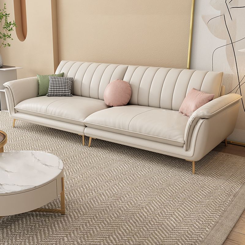 Contemporary White Sofa Waterproof Sewn Pillow Back Couch with Metal Legs Clearhalo 'furn' 'furn_sofas' 'Furniture' 'furniture_sofas' 'Living Room Furniture' 'Sofa' 'sofas' 1200x1200_6e3e50aa-bf0d-43ba-b730-becd3c7a0bb7