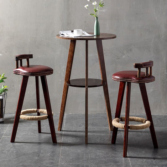 Contemporary Round Bar Dining Table Wood Bar Height Table with Shelves Clearhalo 'Bar Furniture' 'Bar Tables' 'bar_tables' 'furn' 'furn_bar_tables' 'Furniture' 'furniture_bar_tables' 'Kitchen & Dining Furniture' 1200x1200_6e3f139e-f820-4c0d-82b9-1ba13f208c26