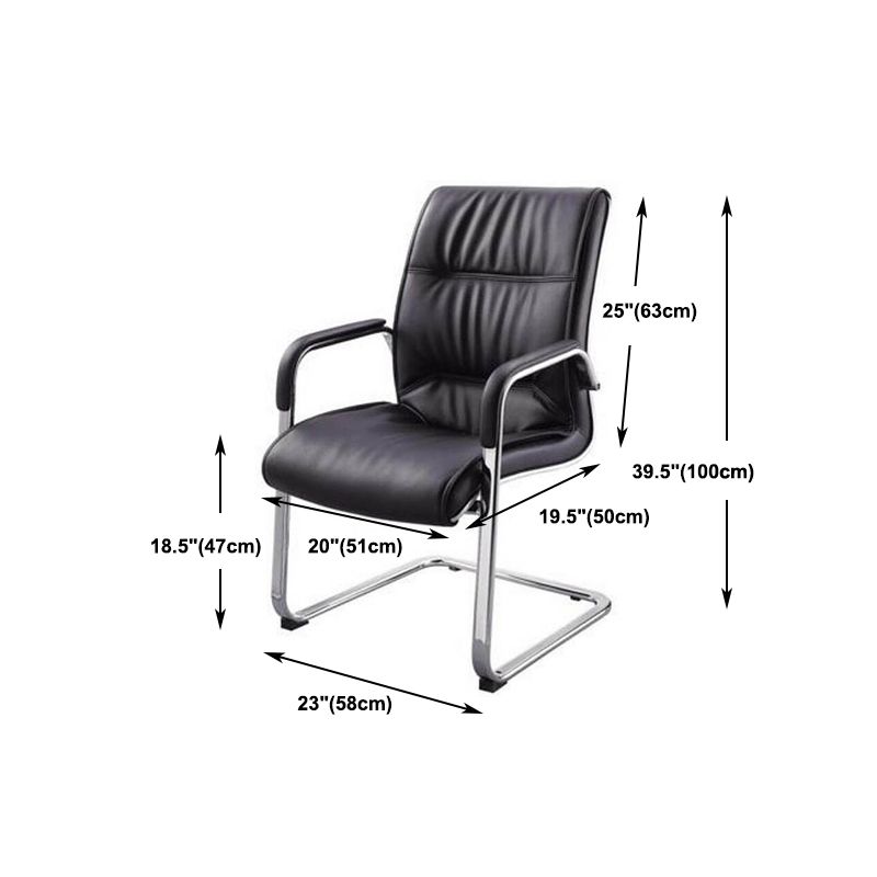 No Wheels Modern Conference Chair Fixed Arms Leather Management Conference Chair Clearhalo 'furn' 'furn_office_chair' 'Furniture' 'Office Chairs' 'Office Furniture' 'office_chair' 1200x1200_6e3fc26c-e074-41f9-b9af-86d10e5c83cd