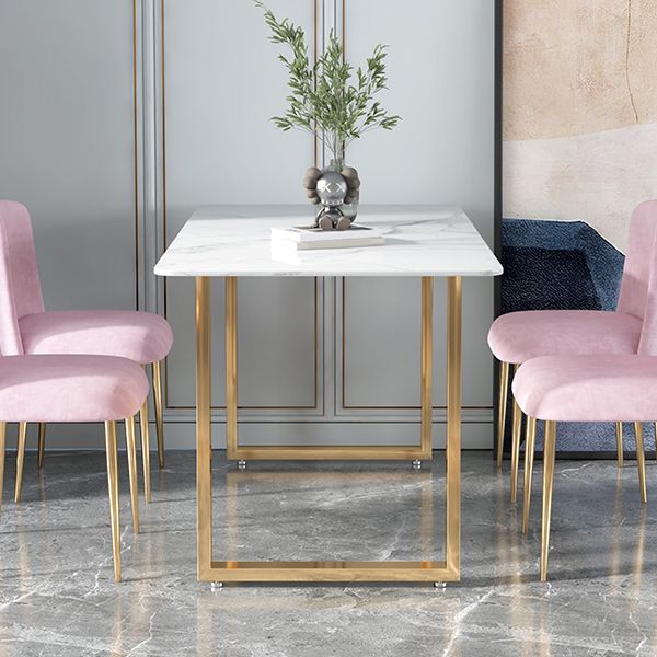 Glam 1/2/5 Pieces Dining Set Rectangle Stone Dining Table for Dining Room Clearhalo 'Dining Room Sets' 'Dining Tables & Seating' 'dining_room_set' 'furn' 'furn_dining_room_set' 'Furniture' 'furniture_dining_room_set' 'Kitchen & Dining Furniture' 1200x1200_6e40dbb7-a7e2-418e-973f-b9a3af56be0d