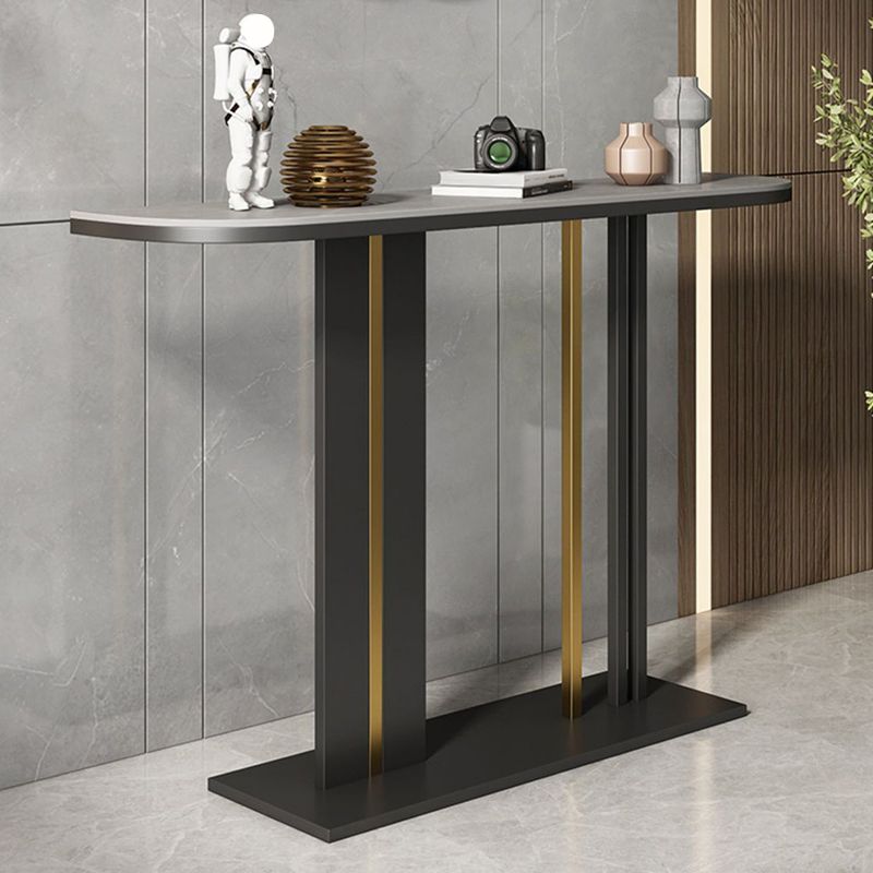 Modern Stone Console Table 11.81" W Half Moon Accent Table for Hall Clearhalo 'Console Tables' 'console_tables' 'Entry & Mudroom Furniture' 'furn' 'furn_console_tables' 'Furniture' 1200x1200_6e410967-eba2-404f-8f51-7815bce657f3