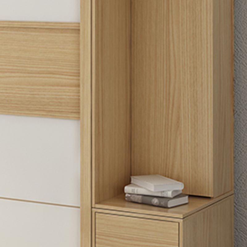Modern Natural Wardrobe Armoire Engineered Wood Wardrobe with Drawer Clearhalo 'Armoires & Wardrobes' 'armoires_wardrobes' 'Bedroom Furniture' 'furn' 'furn_armoires_wardrobes' 'Furniture' 1200x1200_6e414807-47db-4c74-b80d-e8668a9e34b0