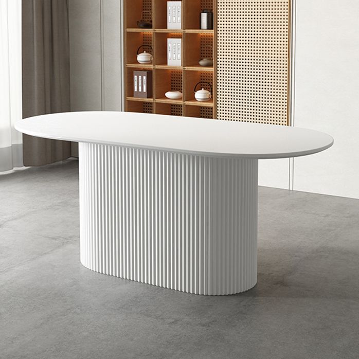 Pedestal Base Furniture Simplicity Style Oval Dining Room Collection for Home Clearhalo ' dining_table' 'Dining Tables & Seating' 'Dining Tables' 'furn' 'furn_dining_table' 'Furniture' 'furniture_dining_table' 'Kitchen & Dining Furniture' 'kitchen&dining_furn' 'kitchen' 'kitchen_dining_table' 1200x1200_6e423e13-2394-4608-ba24-f01f2bfd9d22