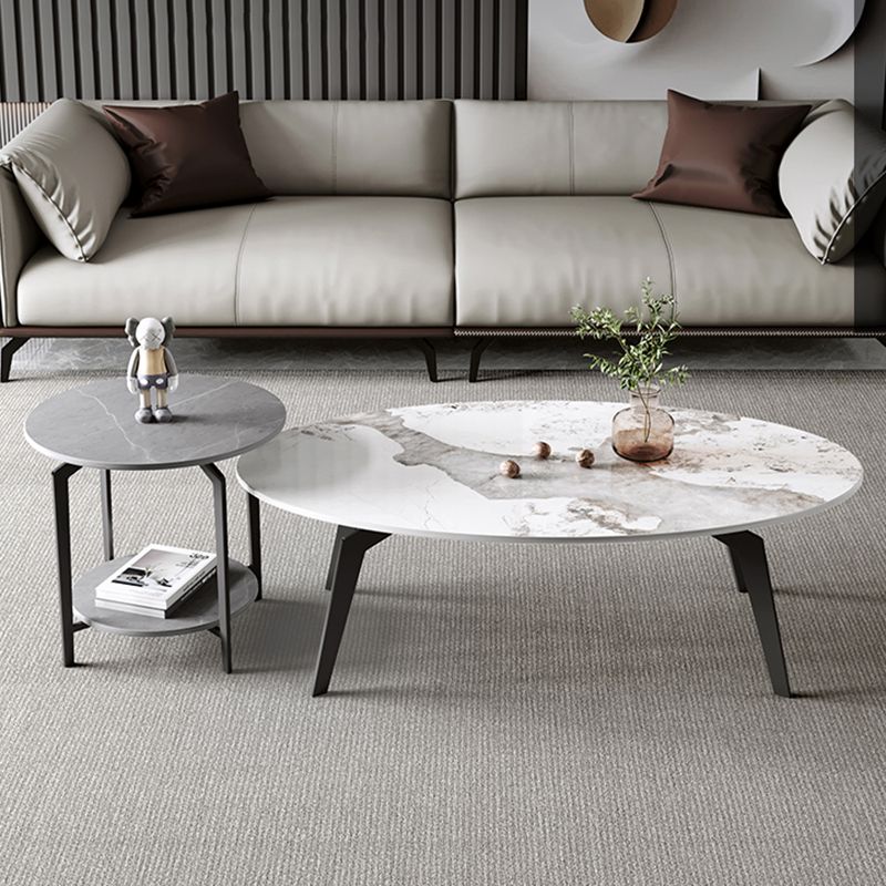 2 Nesting Slate Coffee Table Set Oval Coffee Table with Storage Clearhalo 'Coffee & Accent Tables' 'Coffee Tables' 'coffee_tables' 'furn' 'furn_coffee_tables' 'Furniture' 'Living Room Furniture' 1200x1200_6e4500ac-f2a0-401c-9a0e-c4d42b3cdf8a