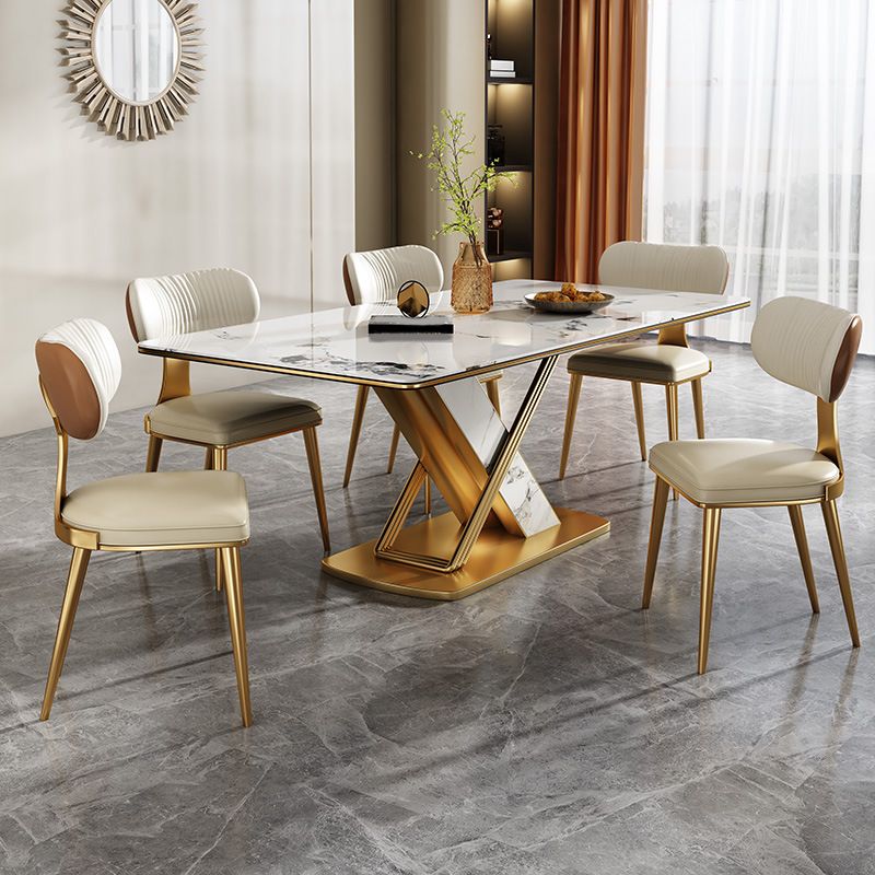Luxurious Rectangle Dining Set 1/4/6/7 Pieces Sintered Stone Top Dinette Table Set Clearhalo 'Dining Room Sets' 'Dining Tables & Seating' 'dining_room_set' 'furn' 'furn_dining_room_set' 'Furniture' 'Kitchen & Dining Furniture' 1200x1200_6e45774b-4aea-4380-a071-64750e39865d