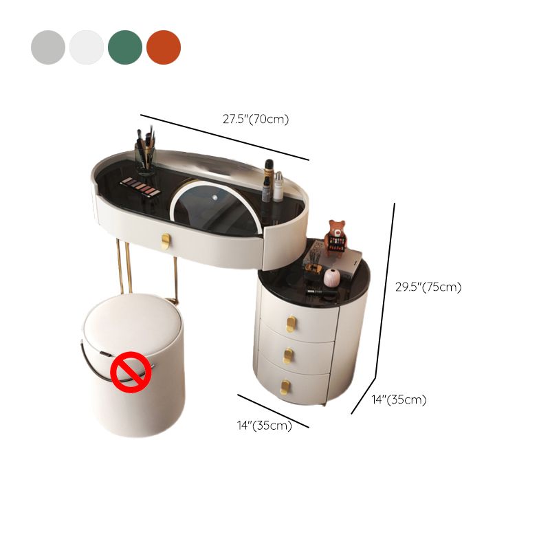 4 cassetti scrivania di vanità per trucco con top di vetro nero per camera da letto
