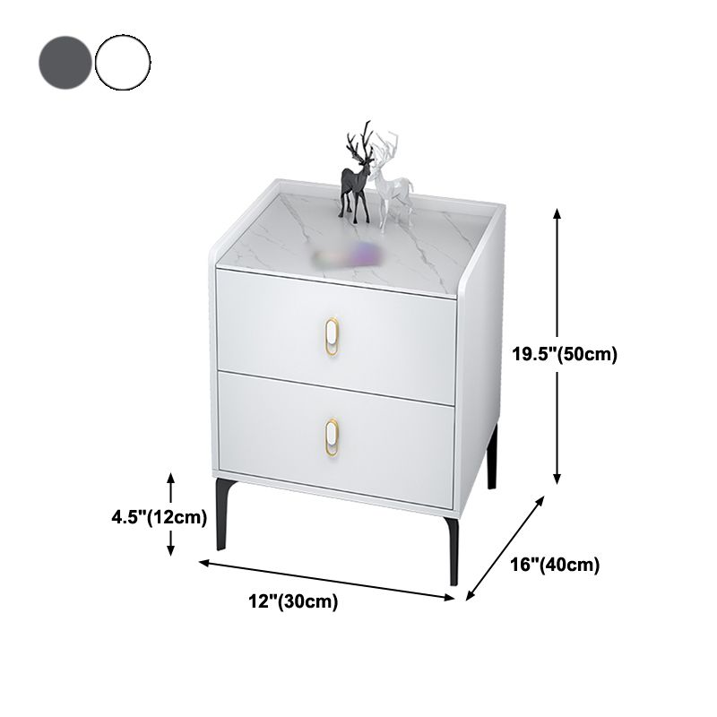 20 "H Stone Top Night Tisch moderne 2-DRAWER-Aufbewahrungsbeine inklusive Betten Nachttisch