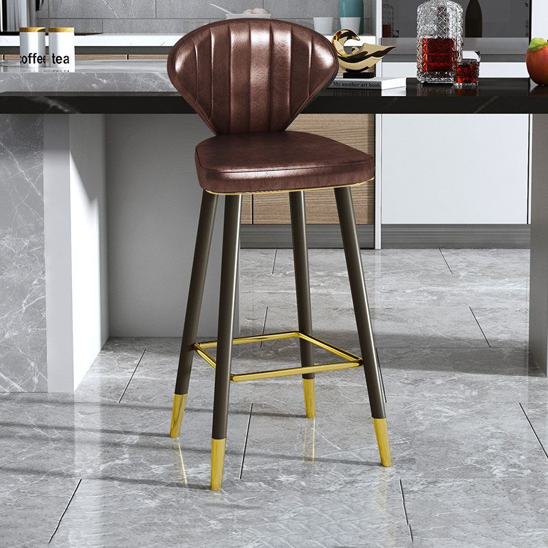 Nordic Glam Style Bar-stool PU Leather Counter Bar Stool with Metal Legs Clearhalo 'Bar Furniture' 'Bar Stools' 'bar_stools' 'furn' 'furn_bar_stools' 'Furniture' 'furniture_bar_stools' 'Kitchen & Dining Furniture' 1200x1200_6e493241-0d20-47f8-a6c5-4f164313c53d