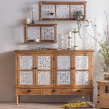 Distressed Wood Accent Cabinet Industrial Solid Wood Chest with Drawers