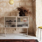 Sideboard di vetro con 2 porte a buffet in metallo contemporaneo con 2 porte