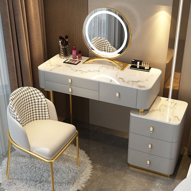 Glam Bedroom Vanity Dressing Table Stone Makeup Vanity Desk with Drawer