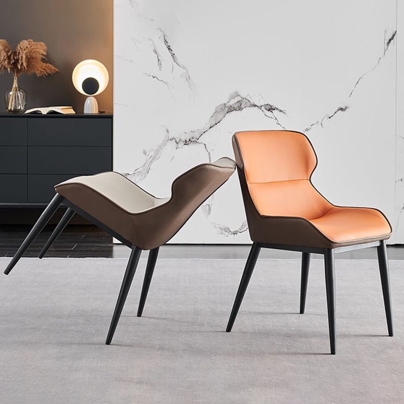 Contemporary Metal Dining Arm Chair Faux Leather Side Chair for Home Use (Set of 2) Clearhalo ' kitchen&dining_furn' 'Dining Chairs' 'Dining Tables & Seating' 'dining_chair' 'furn' 'furn_dining_chair' 'Furniture' 'furniture_dining_chair' 'Kitchen & Dining Furniture' 'kitchen' 1200x1200_6e4af0d7-396e-4daa-80bc-e0acb48726e2