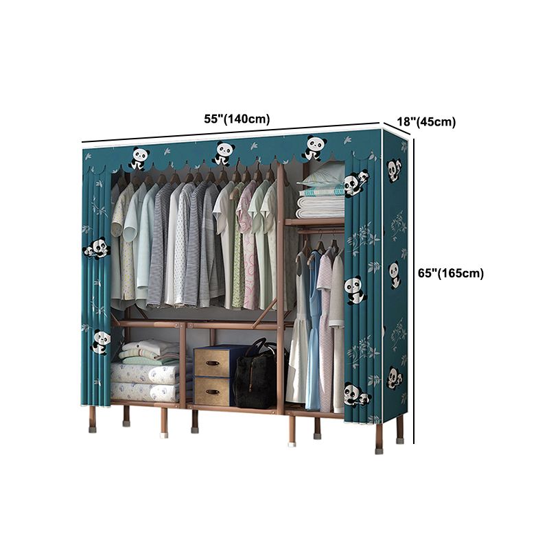 Bruin metalen frame garderobe armoire moderne vouwgarderobe kast