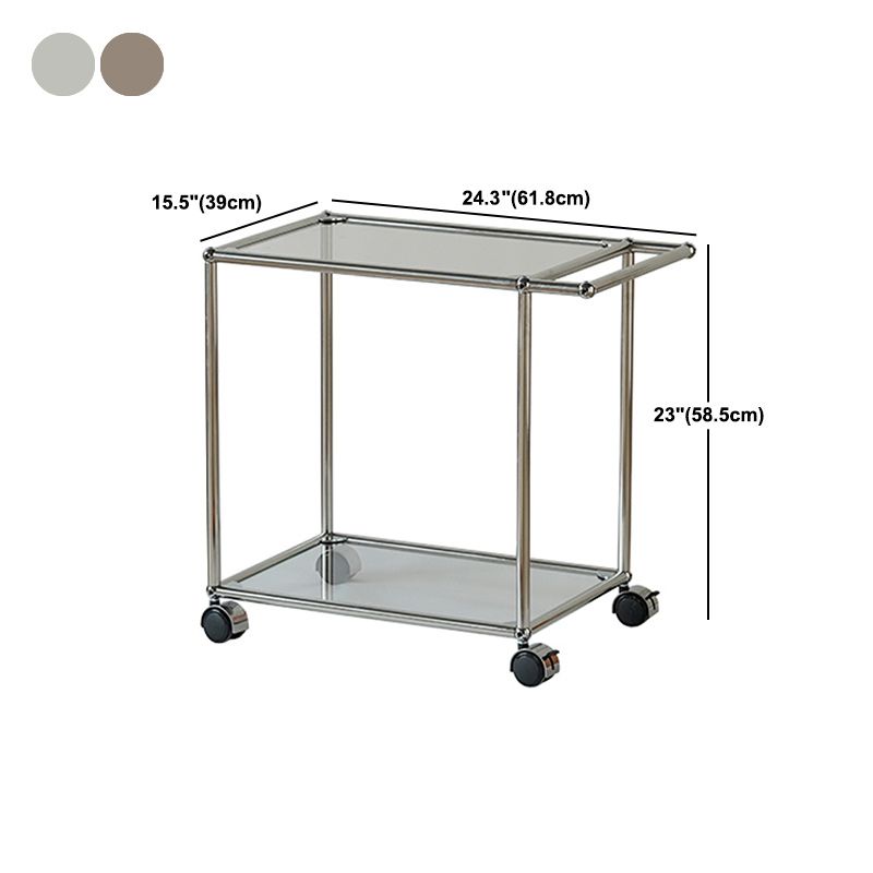 Mesa lateral de metal/vidrio rectangular con estilo moderno de base entre la base de la mitad del siglo