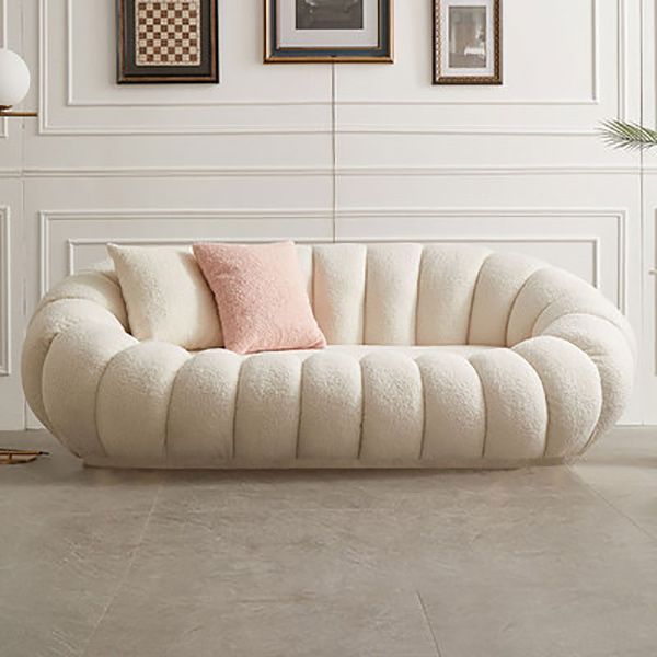 Modern 27.55" H Wool Sewn Pillow Back Slope Arm Sofa for Apartment