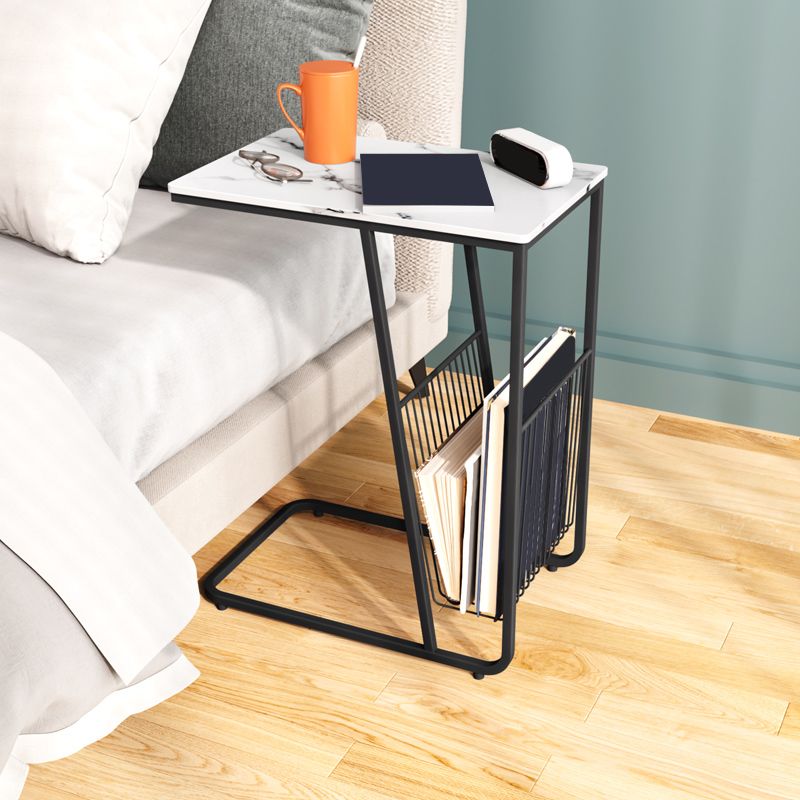 Modern 24 Inch H Nightstand Stone Top Metal Open Storage Night Table Clearhalo 'Bedroom Furniture' 'furn' 'furn_night_stand' 'Furniture' 'night_stand' 'Nightstands' 1200x1200_6e583e1f-f92c-4463-b4d7-ae032beb2d16