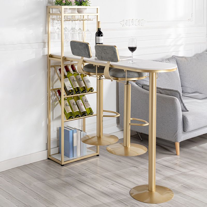 Glam Stone Juego de mesa de bar de 1/2/3 piezas, mesa de bar rectangular con patas de metal para cocina