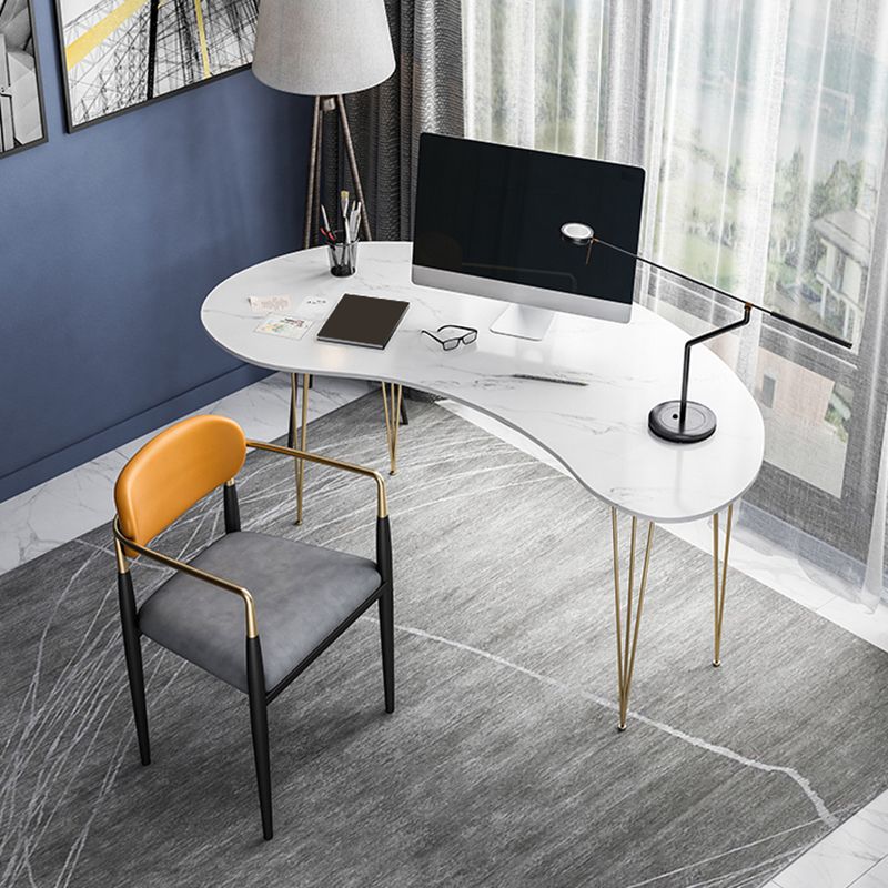 Glam White Curbe Writing Desk Home bureau avec des jambes en métal