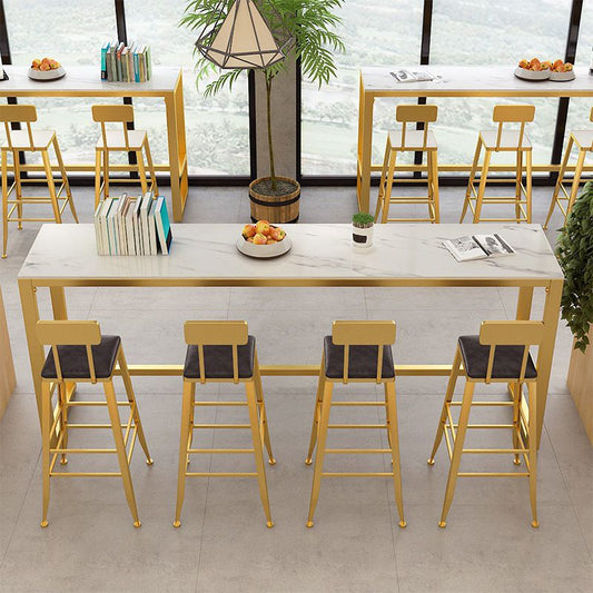 Tavolo da tavolo da pub rettangolare altezza tavolo da bar top glam in pietra per interno