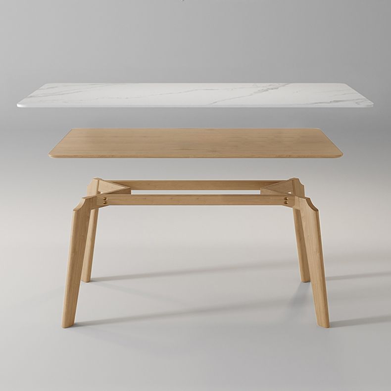 Sintered Stone Dining Table Wooden Base Dinner Table for Dining Room Clearhalo 'Dining Tables & Seating' 'Dining Tables' 'dining_table' 'furn' 'furn_dining_table' 'Furniture' 'Kitchen & Dining Furniture' 1200x1200_6e5f6b25-bcee-4a02-b957-91355a441210
