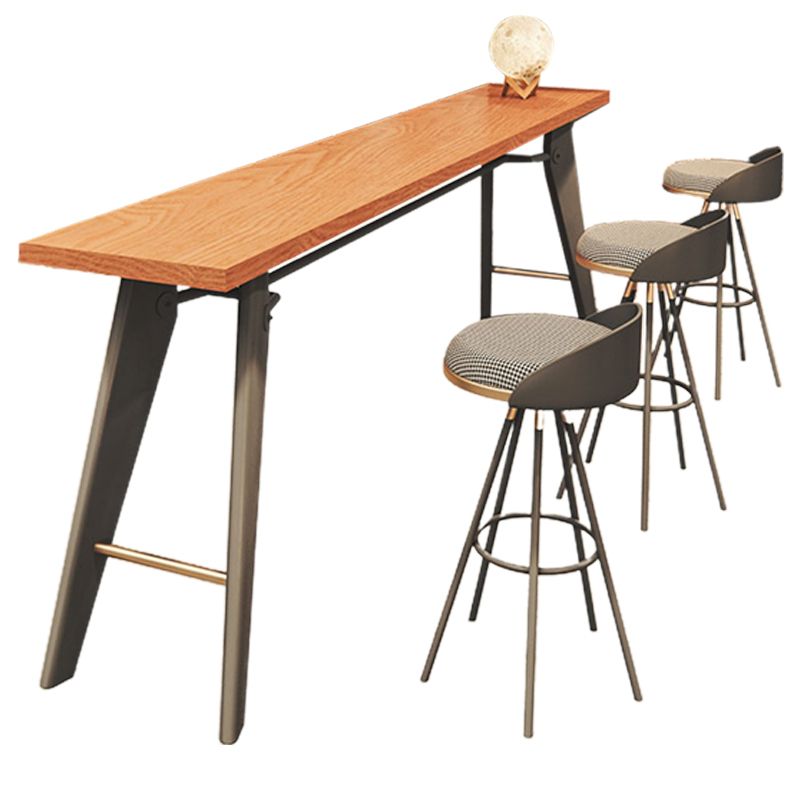 Table de bar rectangulaire de style Glam, table de salle à manger fixe en bois massif avec 4 pieds