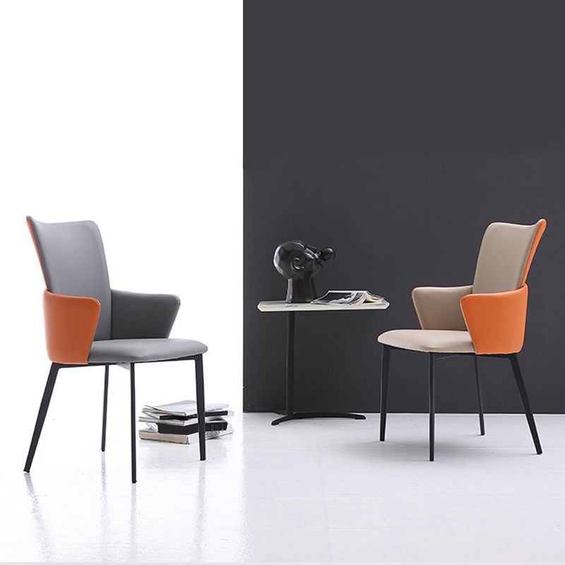 Modern Metal Dining Room Chair Faux Leather Dining Chairs for Restaurant Use Clearhalo ' kitchen&dining_furn' 'Dining Chairs' 'Dining Tables & Seating' 'dining_chair' 'furn' 'furn_dining_chair' 'Furniture' 'furniture_dining_chair' 'Kitchen & Dining Furniture' 'kitchen' 1200x1200_6e6400a5-3481-47c5-9e04-cbb3119722ab