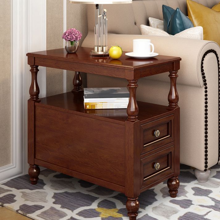 4 Legs Side Table Modern Wood Gold 2-Drawer Side End Snack Table Clearhalo 'Coffee & Accent Tables' 'End & Side Tables' 'end_side_table' 'end_side_tables' 'furn' 'furn_end_side_tables' 'Furniture' 'furniture_end_side_table' 'Living Room Furniture' 1200x1200_6e653007-7281-410e-8167-4308e36cd9b8