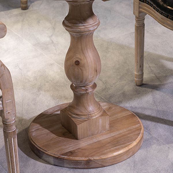 Brown Round Dining Table Modern Pine Solid Wood Pedestal Table