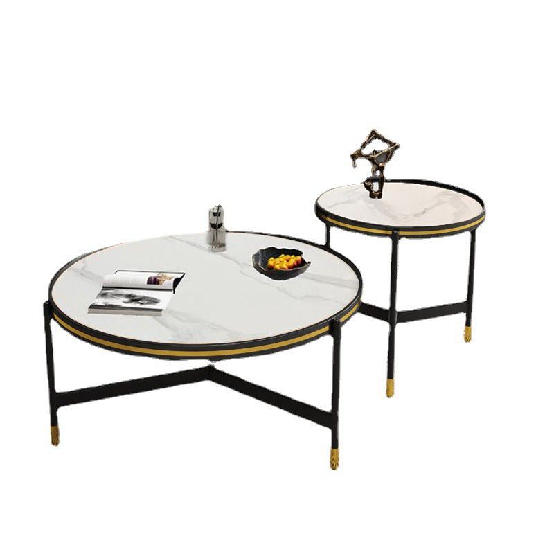 Round Slate 3 Legs Coffee Cocktail Table 2-Piece Coffee Table Set Clearhalo 'Coffee & Accent Tables' 'Coffee Tables' 'coffee_tables' 'furn' 'furn_coffee_tables' 'Furniture' 'Living Room Furniture' 1200x1200_6e682bcf-e86f-4b7d-9291-128b0666fb7f