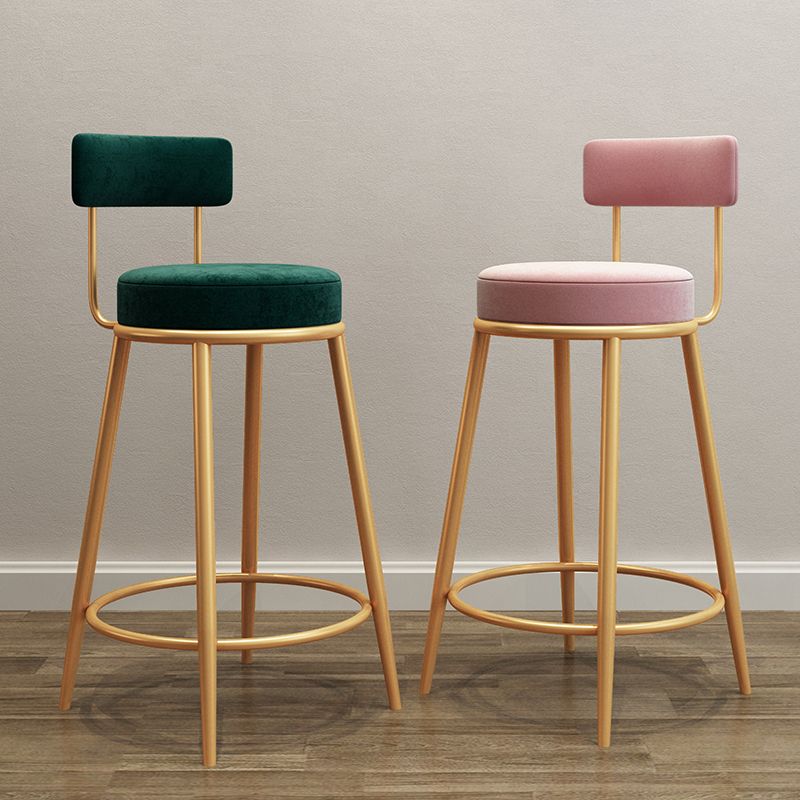 Glam Round Footrest Bar Stool Velvet Low Back Indoor Counter Chair with Gold Legs Clearhalo 'Bar Furniture' 'Bar Stools' 'bar_stools' 'furn' 'furn_bar_stools' 'furniture_bar_stools' 'Kitchen & Dining Furniture' 'kitchen&dining_furn' 'kitchen' 'kitchen_furn' Furniture' 1200x1200_6e69d462-515b-474d-b998-839fe0d2ce2a