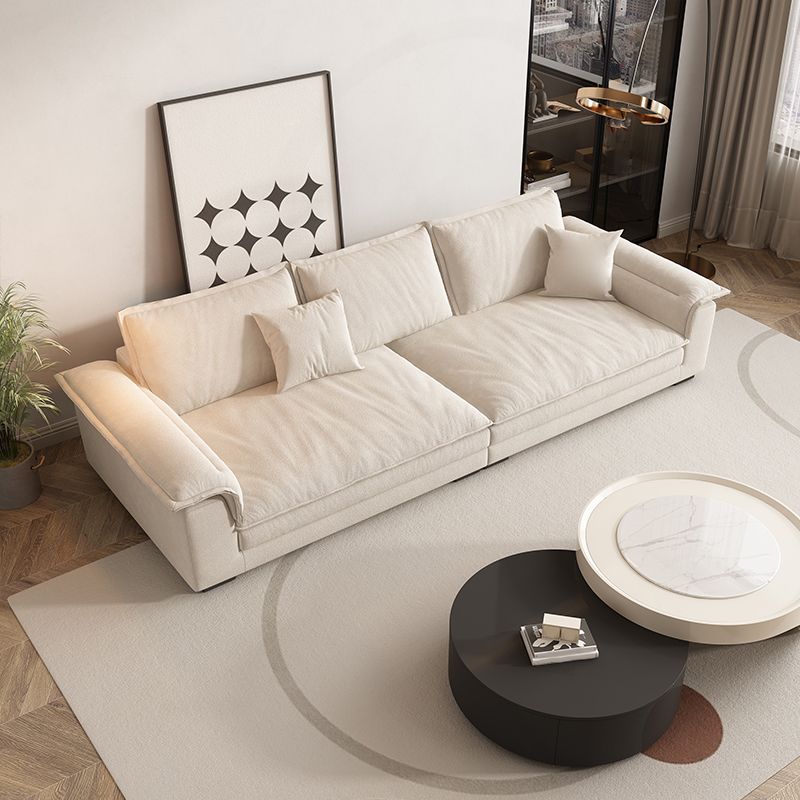 Eigentijdse massief houten kussen bovenarm Stain Resistant Fabric Sofa in beige