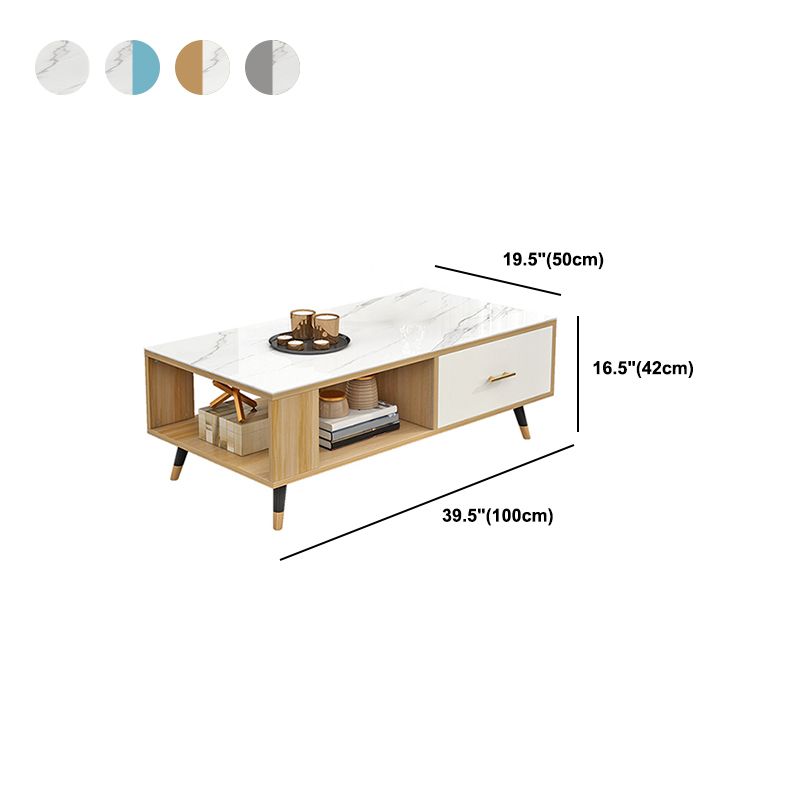 Modern Rectangular Coffee Table with Storage Wooden 4 Legs Cocktail Table Clearhalo 'Coffee & Accent Tables' 'Coffee Tables' 'coffee_tables' 'furn' 'furn_coffee_tables' 'Furniture' 'Living Room Furniture' 1200x1200_6e6cf56d-a632-47c5-b1e5-2eb5791a4533