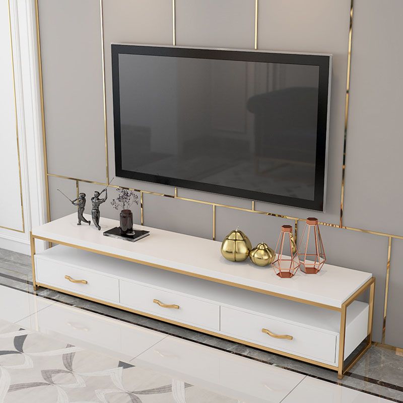 Glam TV Media Stand Console multimédia de rangement ouverte avec 3 tiroirs