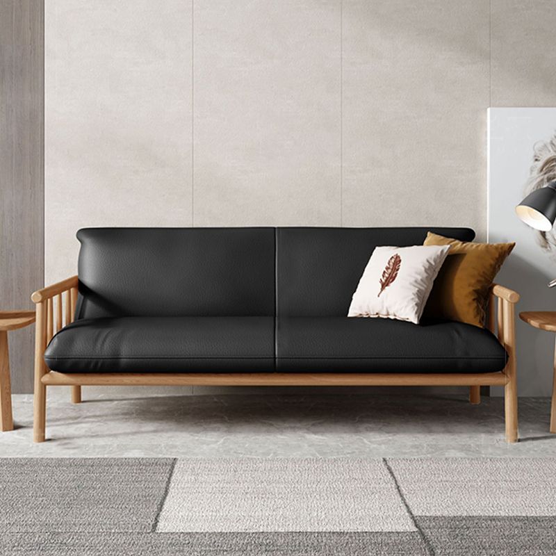 Farmhouse Square Arm Sofa Tight Back Settee with Walnut/Natural Legs Clearhalo 'Furniture' 'furniture_sofas' 'Living Room Furniture' 'Sofa' 'sofas' 1200x1200_6e6dcd93-8b43-403c-af63-5fdf3f64750c