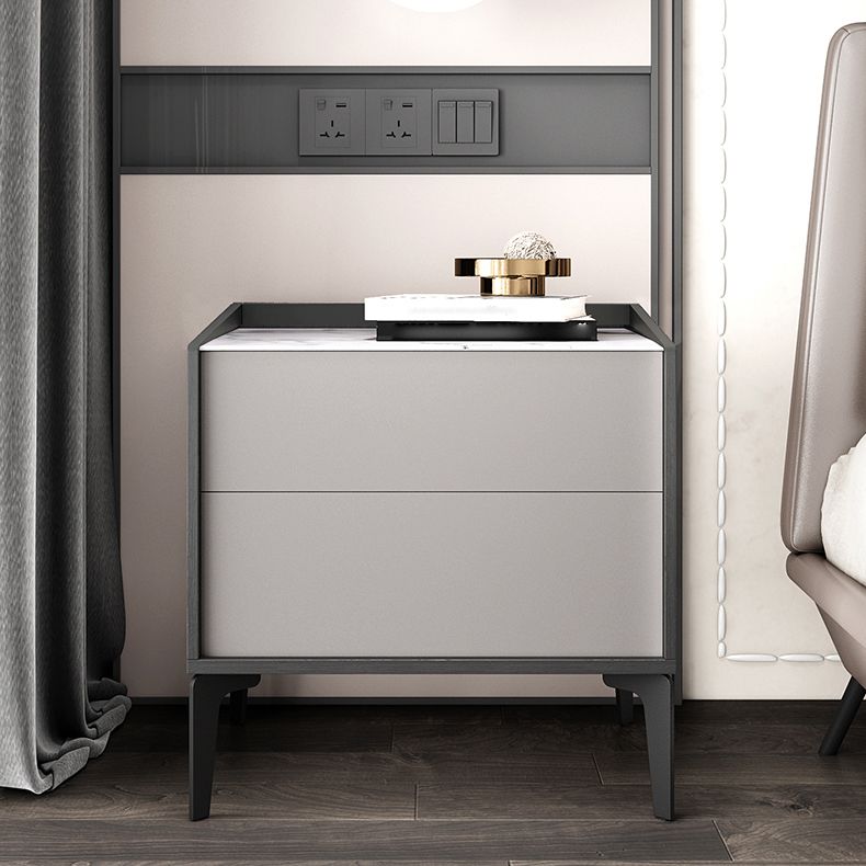 Manota moderno da 21 pollici H comodini a 2 gambe in pietra in pietra incluso tavolo da notte in grigio