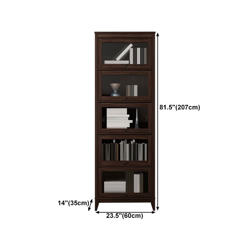 Espresso Shelf Bookcase Modern & Contemporary Bookshelf with Doors for Study Room