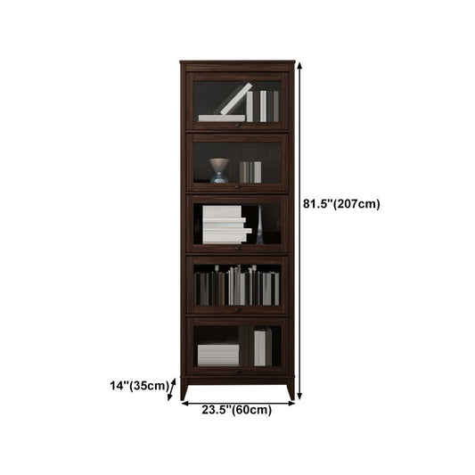 Espresso Shelf Bookcase Modern & Contemporary Bookshelf with Doors for Study Room