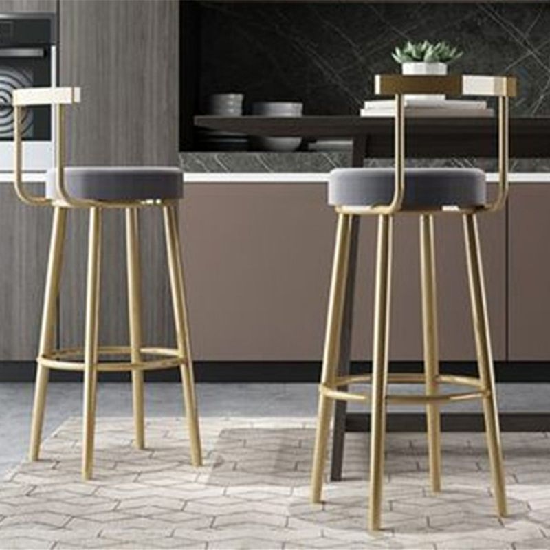 Glam Armless Backrest Counter Stoo Iron Bar Stool with Cushion and Pedal for Kitchen