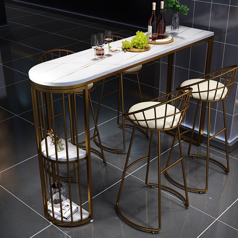 Industrial Free Form Bar Height Table Metal and Stone Bar Table with Double Pedestal Clearhalo 'Bar Furniture' 'Bar Tables' 'bar_tables' 'furn' 'furn_bar_tables' 'Furniture' 'Kitchen & Dining Furniture' 1200x1200_6e719068-1b95-4458-8e07-247146bc7f31