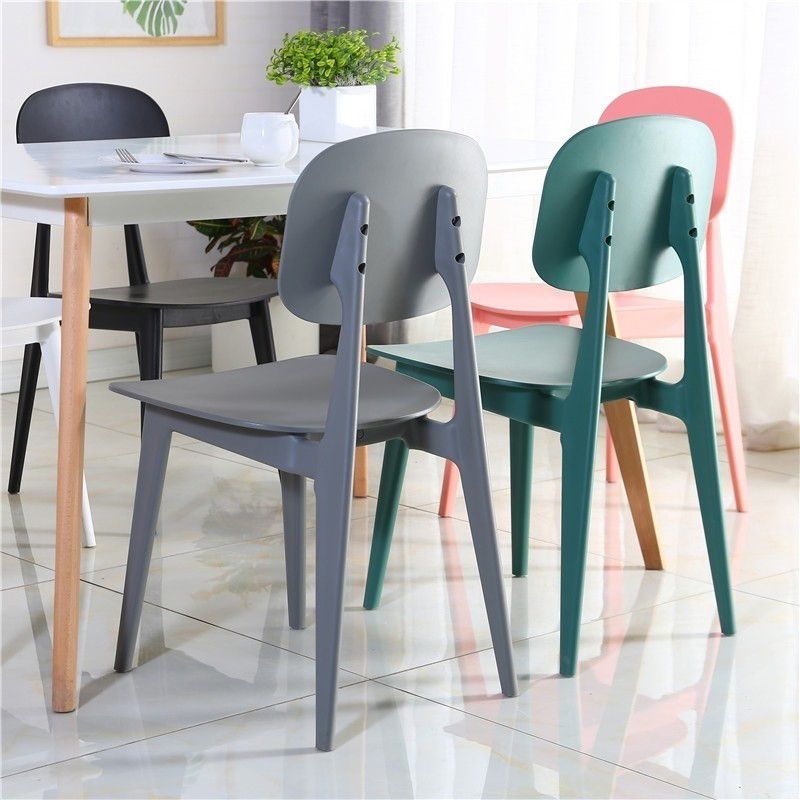 Scandinavian Open Back Dining Chair Plastic Armless Dining Side Chair
