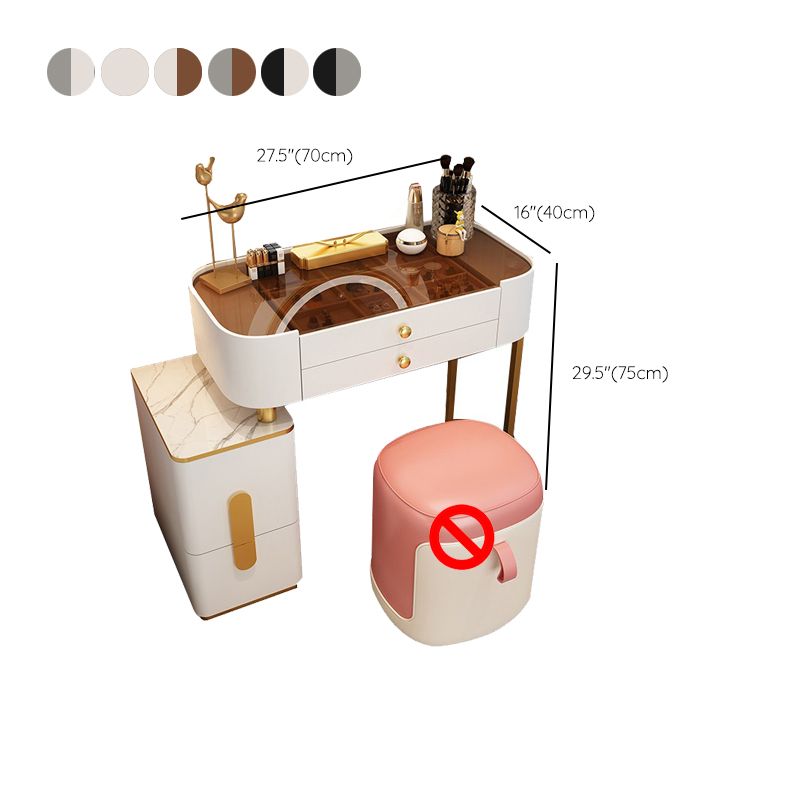 モダンなガラス/石のトップメイクアップバニティミラーとジュエリードレッシングテーブル