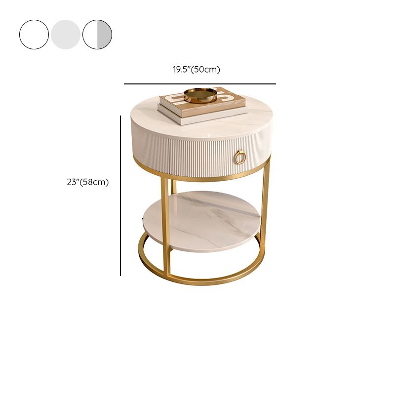 Frame Glam Style Side Table 22.83" Tall Stone Top Side Table with Storage Clearhalo 'Coffee & Accent Tables' 'End & Side Tables' 'end_side_tables' 'furn' 'furn_end_side_tables' 'Furniture' 'Living Room Furniture' 1200x1200_6e746ef8-bbe2-48e5-adcc-43f7eaba0fef