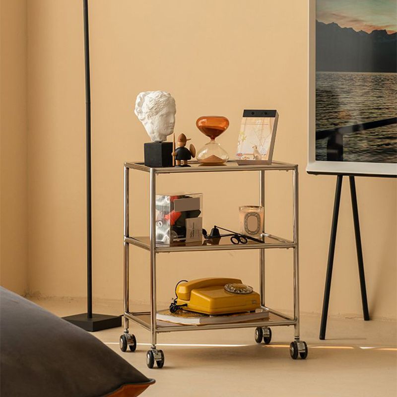 22.44" Tall 4 Legs Side Table with Shelves Modern Metal End Table Stand Clearhalo 'Coffee & Accent Tables' 'End & Side Tables' 'end_side_tables' 'furn' 'furn_end_side_tables' 'Furniture' 'Living Room Furniture' 1200x1200_6e74753b-c82c-4fee-8337-72047aa2fbbb