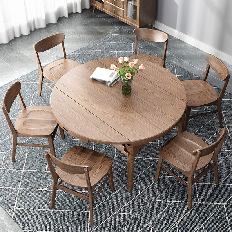 Modern Brown Dining Table Round Solid Wood Dining Table with 4 Legs for Home Clearhalo ' dining_table' 'Dining Tables & Seating' 'Dining Tables' 'furn' 'furn_dining_table' 'Furniture' 'furniture_dining_table' 'Kitchen & Dining Furniture' 'kitchen&dining_furn' 'kitchen' 'kitchen_dining_table' 1200x1200_6e771ac1-7edd-4d24-bf89-e427e436d884