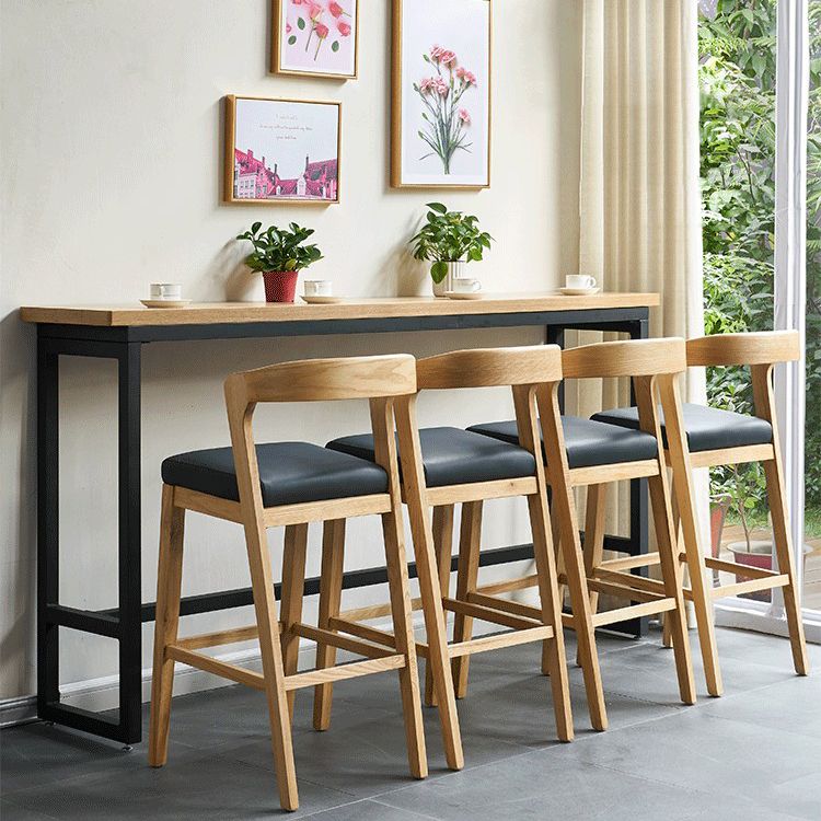 Sgabelli da bar per interni in pelle in legno massiccio contemporaneo