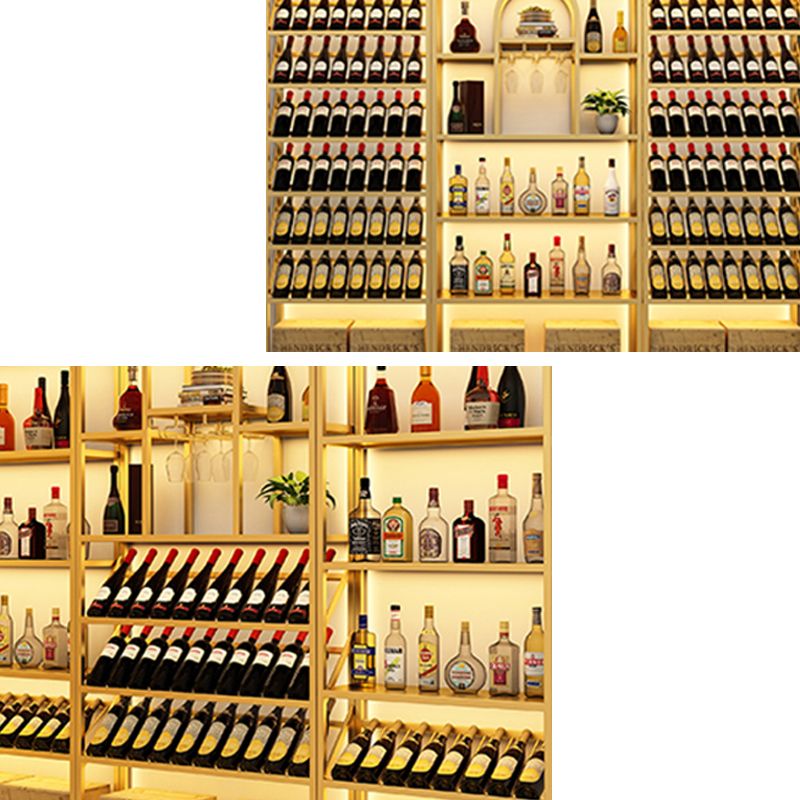 Portabottiglie per vino per pavimenti in metallo e porta d'ingua glam di portabaglatura con scaffale