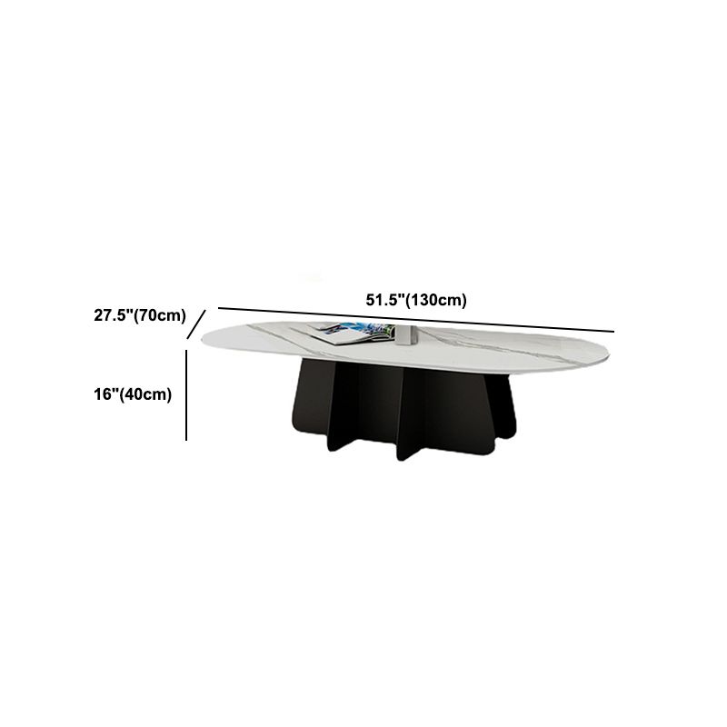 Glam Style Oval Coffee Table with Marble Top and Iron Base in Black Clearhalo 'Coffee & Accent Tables' 'Coffee Tables' 'coffee_tables' 'furn' 'furn_coffee_tables' 'Furniture' 'Living Room Furniture' 1200x1200_6e7ce5fb-0cf1-4e73-8bd1-74c4e5ee7698